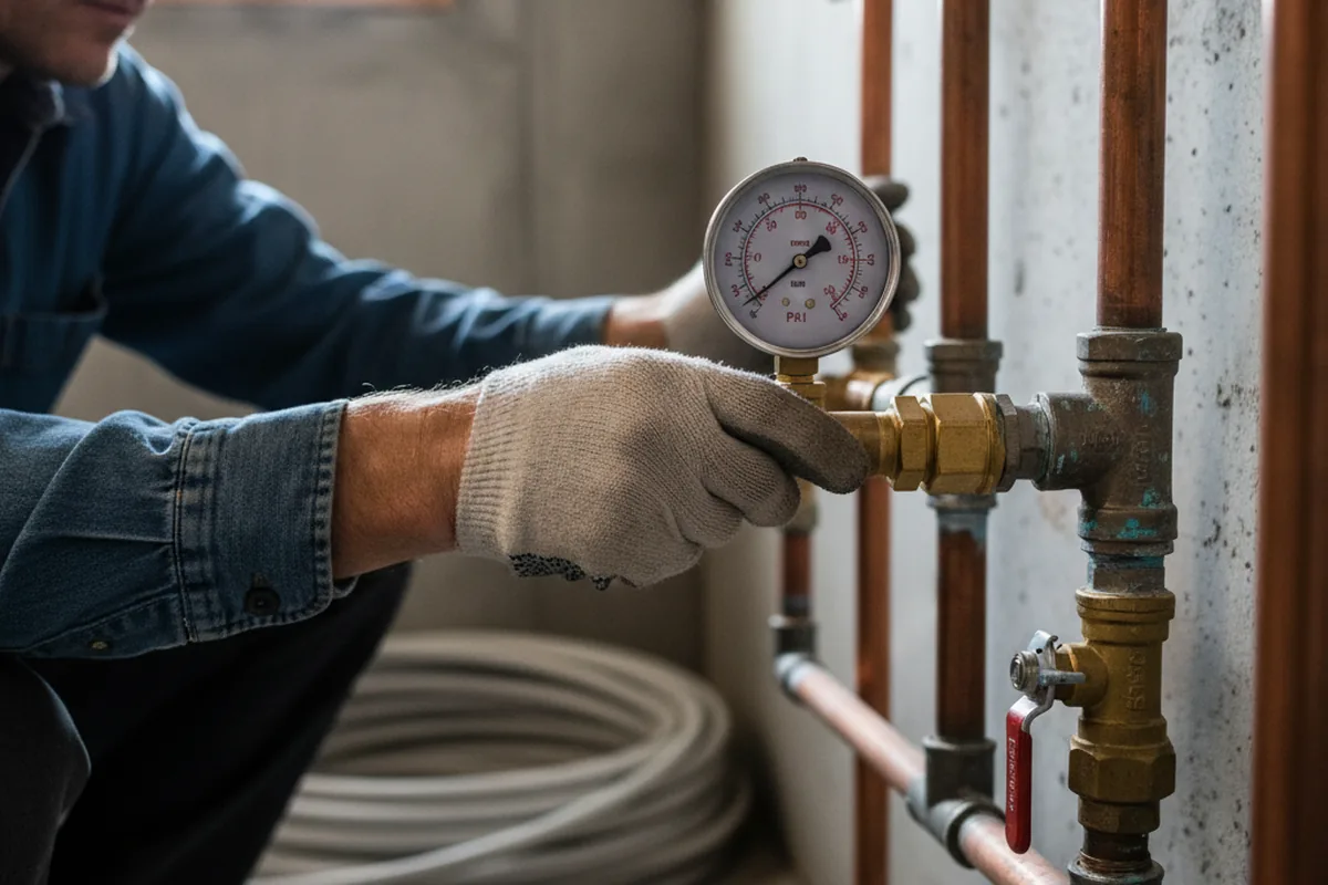 Pressure testing a repaired line during Water Line Repair in Tougaloo